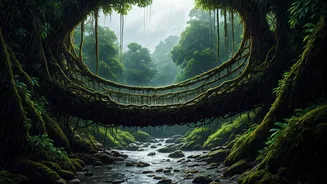 Cherrapunji Root Bridges Attract Adventure Enthusiasts Amid Heavy Monsoons