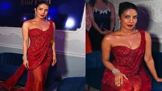 Priyanka Chopra Stuns in Red at Diwali Ball