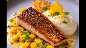 Easy Seared Red Snapper Recipe With Mango Coconut Espuma And Mango Beurre Blanc