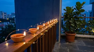How To Mix Modern Fairy Lights With Traditional Clay Diyas For Cozy Balcony Festive Spaces