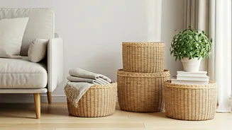 Minimalist Decor Channels Praise Sustainable Rattan Baskets For Storage