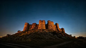 Midnight Long-Exposure Photography Crawls Redefine Ancient Hill Fort Ruins
