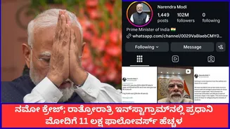 ನಮೋ ಕ್ರೇಜ್; ಇನ್ಸ್ಟಾಗ್ರಾಮ್ನಲ್ಲಿ ಪ್ರಧಾನಿ ಮೋದಿಗೆ ರಾತ್ರೋರಾತ್ರಿ 1.1 ಮಿಲಿಯನ್ ಫಾಲೋವರ್ಸ್ ಹೆಚ್ಚಳ, 303 ಮಿಲಿಯನ್ ವ್ಯೂಸ್!
