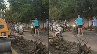 Pune Viral Video: Foreign National Teaches Traffic Rules, Stops People Riding On Footpath In Pimple Nilakh