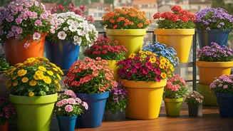 Bright Flower Pots Make Balconies Feel Fresh