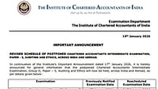 ICAI Releases Revised Date For CA Inter Auditing & Ethics Paper After Postponement; Exam To Be Held On January 31