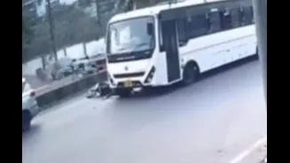CCTV Captures Moment When Bus Runs Over Biker In Hyderabad, Probe On