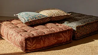 Love Low Slung Floor Seating Using Organic Block Printed Cushions