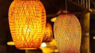 How upcycled fabric lanterns add cozy texture and colorful light patterns to small rooms