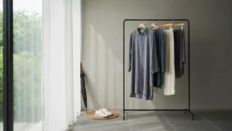 A Monsoon Drying Zone: Check Wet Laundry, Shoes And Umbrellas And Available Space