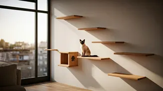 Your High-Rise Cat Desires These Multi-Level Wooden Wall Bridges