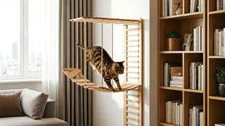 Give Apartment Cats More Freedom Via Vertical Climbing Bridges