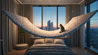 Indulgent Cat Parents Modify High Rise Bedrooms With Soft Bridges