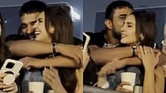 Huma Qureshi's Boyfriend Rachit Singh Kisses & Hugs Her At Himesh Reshammiya's Mumbai Concert; Actress Warns Him About Cameras—VIDEO