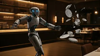 Restaurant Robot's Wild Dance: A Tableware Tornado and Tech Mishap Gone Viral