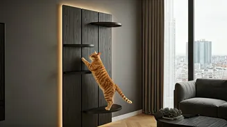 High-Rise Cat Owners Obsess Over Vertical Wooden Wall Steps