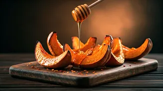 Drizzle Honey On Baked Pumpkin For Ultimate Sweet Spicy Snack