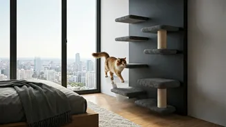 High Rise Bedrooms Transformed With Soft Cat Stepping Shelves