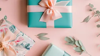 Thoughtful eco-friendly gift hampers featuring organic teas, potted plants, and paper wrappings