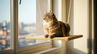 Sisal Rope Floating Sun Perches Maximize Tight High-Rise Cat Spaces