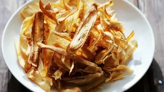 Crispy air fried lotus stem chips offer urban consumers guilt free regional street food options