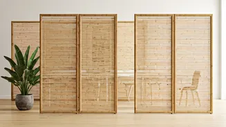 Minimalist Designers Praise Bamboo Partition Screens For Modern Workspace Dividing