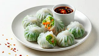 Gluten-Free Delight: Rice Paper Dumplings with Spicy Sauce