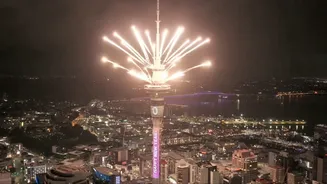 New Zealand Rings In New Year 2026 With Fireworks From Auckland’s Sky Tower - Watch