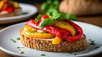 5-Minute Roasted Bell Pepper Bruschetta: A Delicious & Quick Breakfast Upgrade