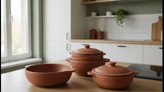 How compact kitchen spaces are optimized using modernised traditional terracotta cookware shapes