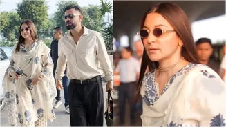 Anushka Sharma, Virat Kohli Fly Classy; Actress' Tulsi Mala Grabs Attention - Are They Travelling To Vrindavan? - WATCH