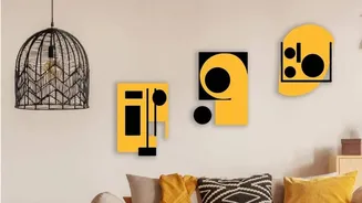 Use geometric wall hangings to add spunk to your space