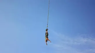Bungee jumping from a helicopter: A must-try!