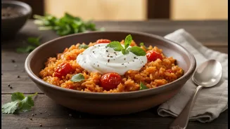 Tangy Tomato Rice Pairs Naturally With a Cooling Yoghurt Side