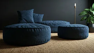 Incorporate Indigo Cushions And Jute Mats For Cozy Lounges