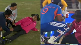 IND vs SA: Sanju Samson's Powerful Shot Injures Umpire Rohan Pandit as he goes down in Pain