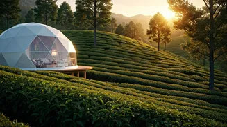 These Beautiful Tea Garden Glamping Structures Offer Peak Romance Vibe