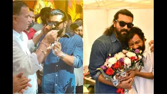 Ram Charan Cuts Huge Cake, Celebrates His Birthday With Peddi Team In Hyderabad | WATCH