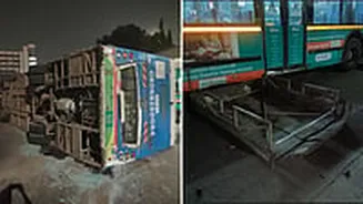 Navi Mumbai Municipal Transport Bus Overturns Inside Turbhe Depot After Crashing Into Parked Buses, Driver Sacked
