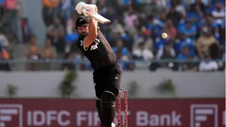 Daryl Mitchell slams his fourth 50-plus ODI score against India