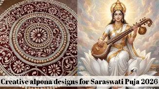 Beautiful alpona designs that will elevate your Saraswati Puja decoration in 2026