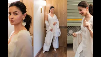 Alia Bhatt Makes Farshi Salwar Feel Fresh In An All-White Torani Look And Pearl Chandeliers