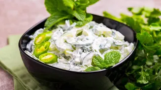 Whip Up Quick Indian Salad Bowls Cucumber Roasted Chana Peanuts And Creamy Mint Mayo