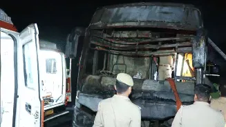 Delhi-Bihar sleeper bus catches fire on Yamuna Expressway near Noida airport, 9 people burned to death