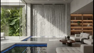 A Larger Indoor Waterfall Needs Enough Space to Work as a Focal Point