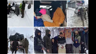 J&K Residents Stranded Due To Heavy Snowfall Rescued By Cops