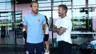 David Beckham makes surprise England training visit before Norway showdown