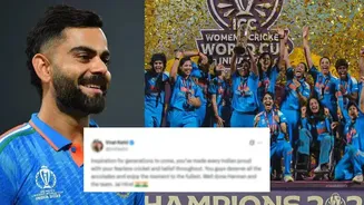 Virat Kohli reacts after India’s Women’s Cricket World Cup 2025 title win; post garners close to 10 million likes