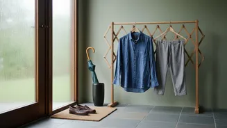 A Clear Plan For A Monsoon Drying Zone Connects Wet Laundry And Shoes And Umbrellas