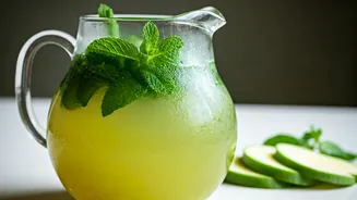 Mix Raw Green Mango Syrup And Mint For Refreshment